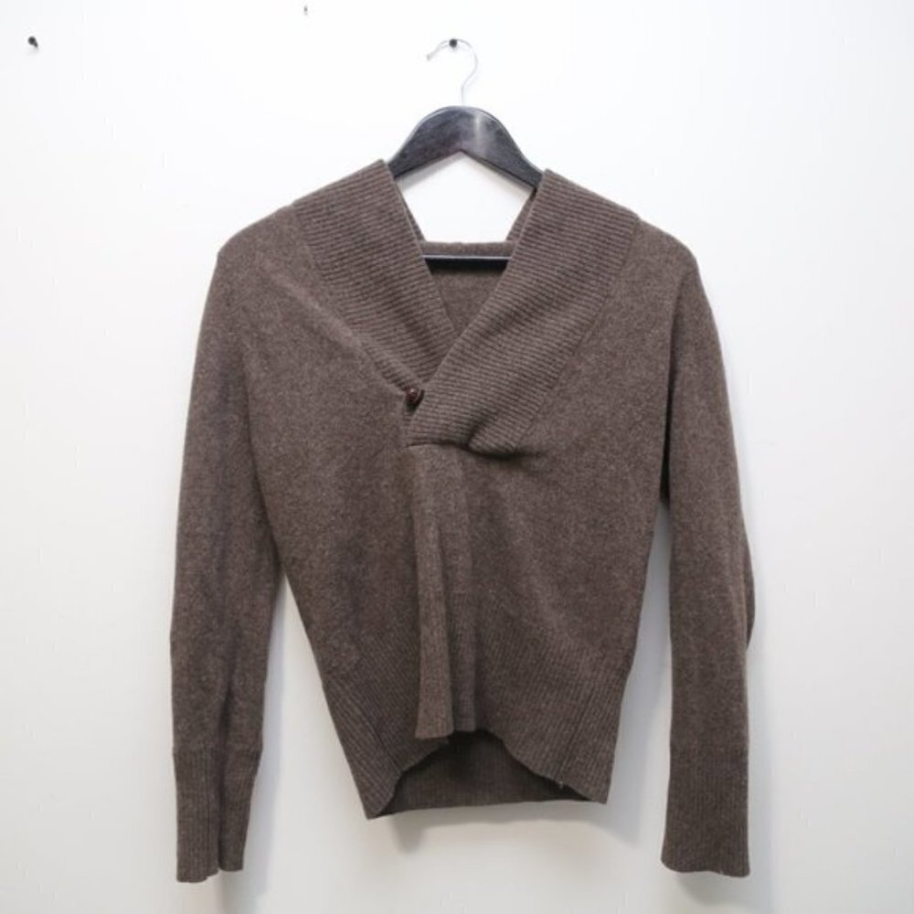 J.Crew Vintage Wool Blend Ribbed Hem Cross Front Pullover Sweater - Picture 3 of 6